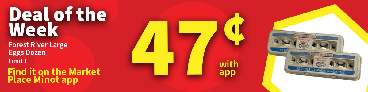 This week's MP Rewards deal of the week is a dozen of Forest River large eggs for 47¢ with app.  Limit 1 dozen. 
